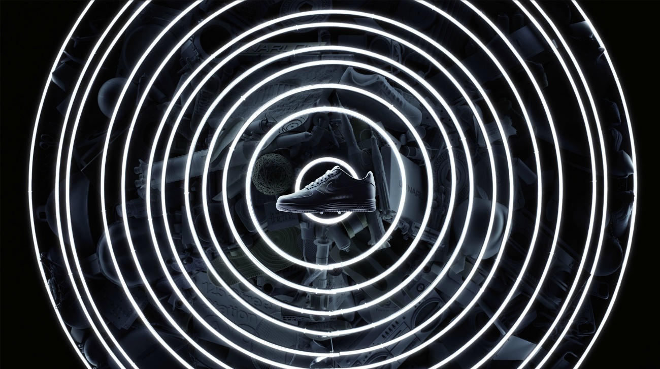 NIKE NSW nike sportswear air force #keepitcoming one dani kiwi meier aric rist 30th anniversary lunar sculpture AF1 - outsole rings close up dark  Dan Tobin Smith Remco Vloon Andre Simmons Basketball Nikki Carter Creative Planning Agency Art Partner NYC